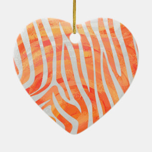 Adorno De Cerámica Zebra Orange and White Print