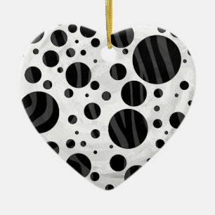 Adorno De Cerámica Zebra Polka Dot Black and Gray Print