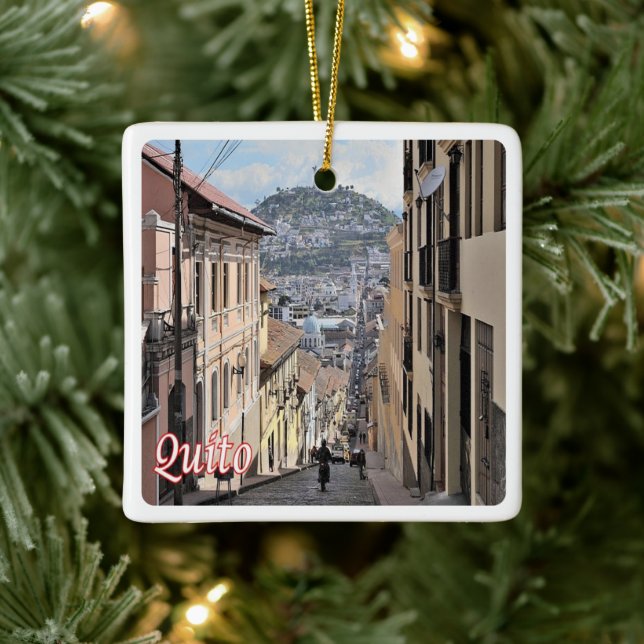 Adorno De Cerámica zEC009 QUITO, casco antiguo, América, (Árbol)