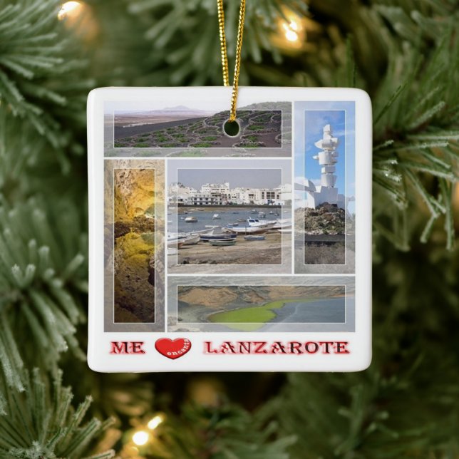 Adorno De Cerámica zES145 LANZAROTE "I Love", España, (Árbol)