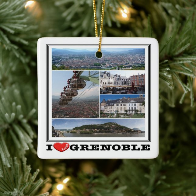 Adorno De Cerámica zFR132 GRENOBLE I Love, Francia, (Árbol)