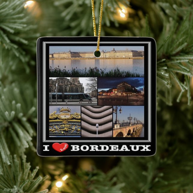 Adorno De Cerámica zFR135 BORDEAUX "I Love", Francia, (Árbol)