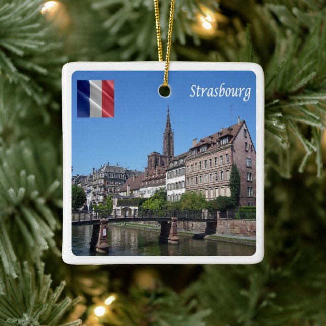 Adorno De Cerámica zFR142 STRASBOURG, Francia, (Árbol)