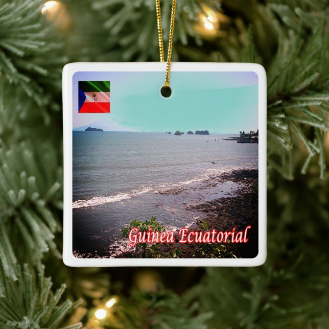 Adorno De Cerámica zGQ005 GUINEA ECUATORIAL, Panorama, África, (Árbol)