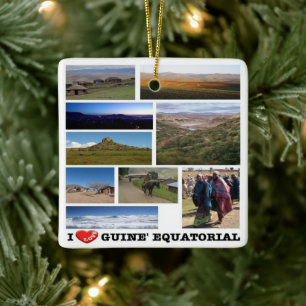 Adorno De Cerámica zGQ006, GUINEA ECUATORIAL I Love, Mosaic,