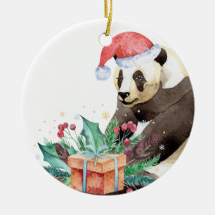 Adorno De Cerámica Zhen Zhen el Panda Navidad