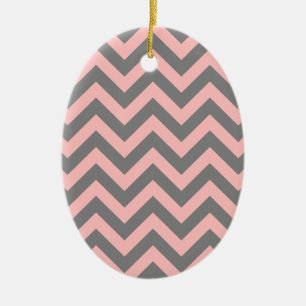 Adorno De Cerámica Zigzag rosa y gris