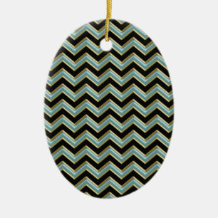Adorno De Cerámica ZigZag Verde azulado de oro negro