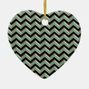 Adorno De Cerámica ZigZag Verde azulado de oro negro