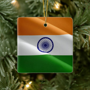 Adorno De Cerámica zIN002 India ondeando FLAG India,
