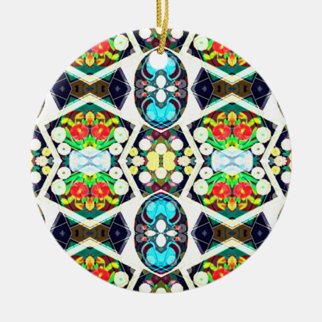 Adorno De Cerámica Zinnias Blue (Frente)