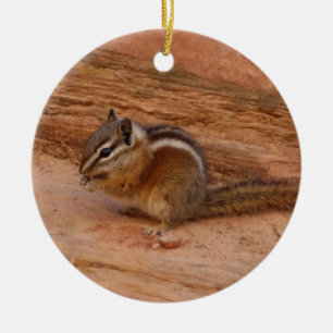 Adorno De Cerámica Zion Chipmunk sobre las rocas rojas