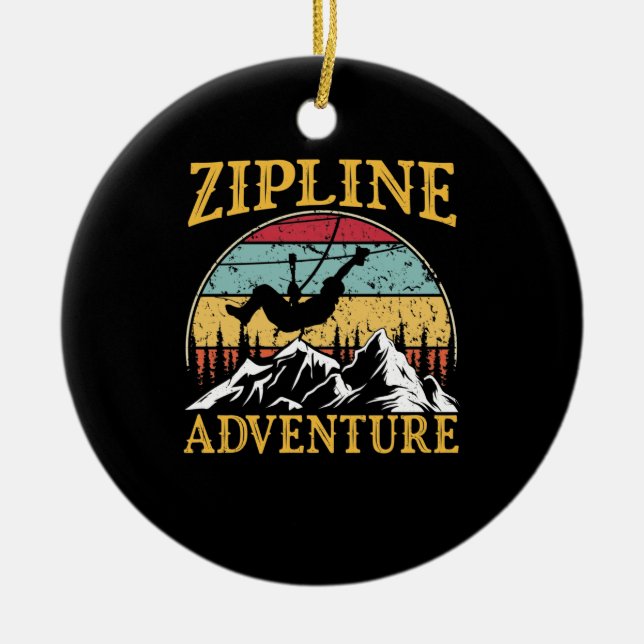 Adorno De Cerámica Zipline de aventura retro ventilado (Frente)