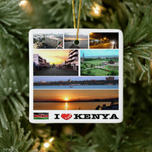 Adorno De Cerámica zKE010 KENYA  Me encanta, mosaico, África,