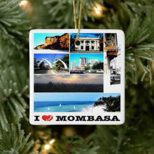 Adorno De Cerámica zKE014 MOMBASA I Love, Mosaic, Kenya,