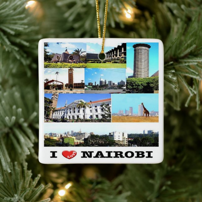 Adorno De Cerámica zKE015 NAIROBI Love, Mosaic, Kenya, África, (Árbol)