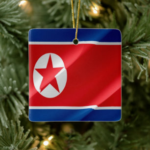 Adorno De Cerámica zKP002 norcoreano ondeando BANDERA Corea del Norte