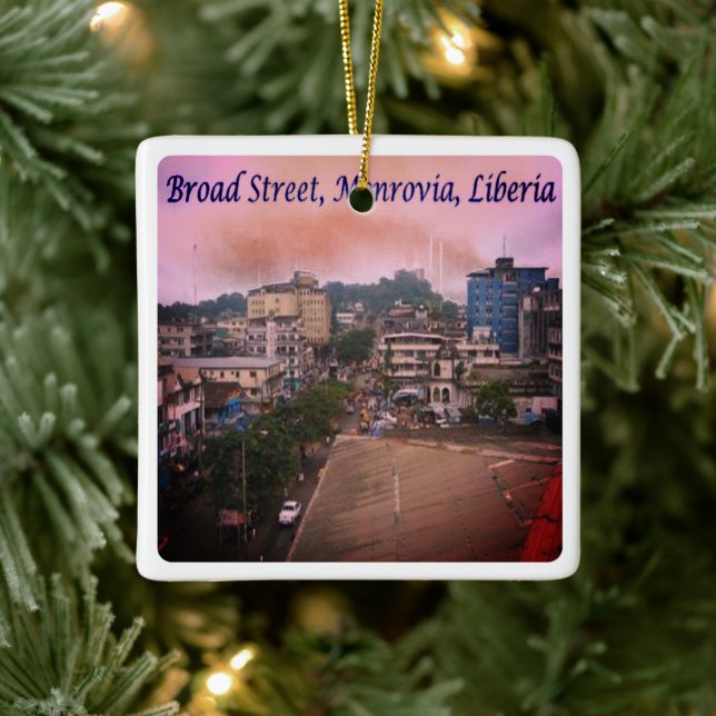 Adorno De Cerámica zLR007 MONROVIA, Broad Street, Liberia, (Árbol)