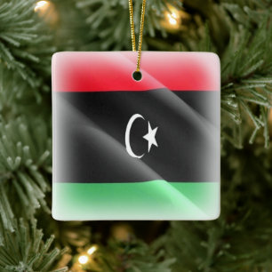 Adorno De Cerámica zLY002 LIBYA, Bandera ondulante libanesa, África,