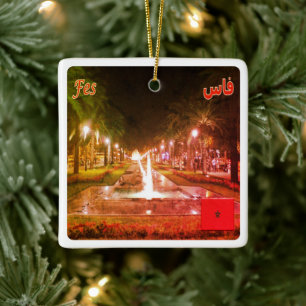 Adorno De Cerámica zMA008 FEZ de noche, Marruecos, África,