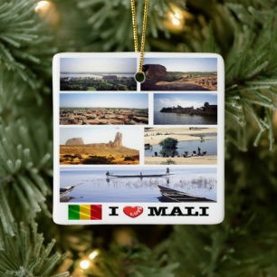 Adorno De Cerámica zML012 MALI I Love, Mosaic, Africa,