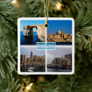 Adorno De Cerámica zMT004 LA VALLETTA SKYLINE, Malta,