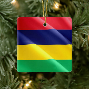 Adorno De Cerámica zMU002 MAURITIUS, Bandera ondulante, África,