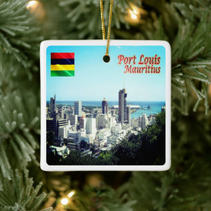 Adorno De Cerámica zMU015 PORT LOUIS, Skyline, Mauricio,