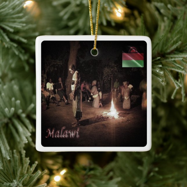 Adorno De Cerámica zMW003 MALAWI, danza folclórica, África, (Árbol)