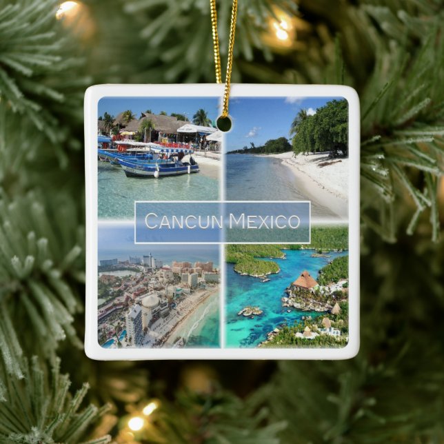 Adorno De Cerámica zMX003 CANCUN, Mosaic, México, América, (Árbol)