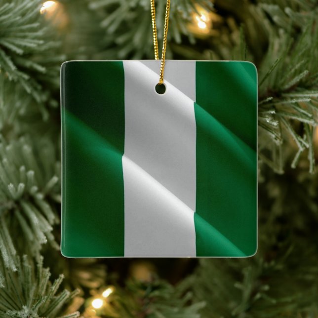 Adorno De Cerámica zNG002 NIGERIA, Bandera ondulante, África, (Árbol)