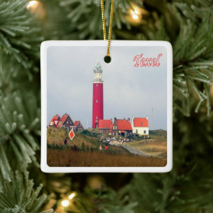 Adorno De Cerámica zNL023 TEXEL LIGHTHOUSE Frisian Islands,