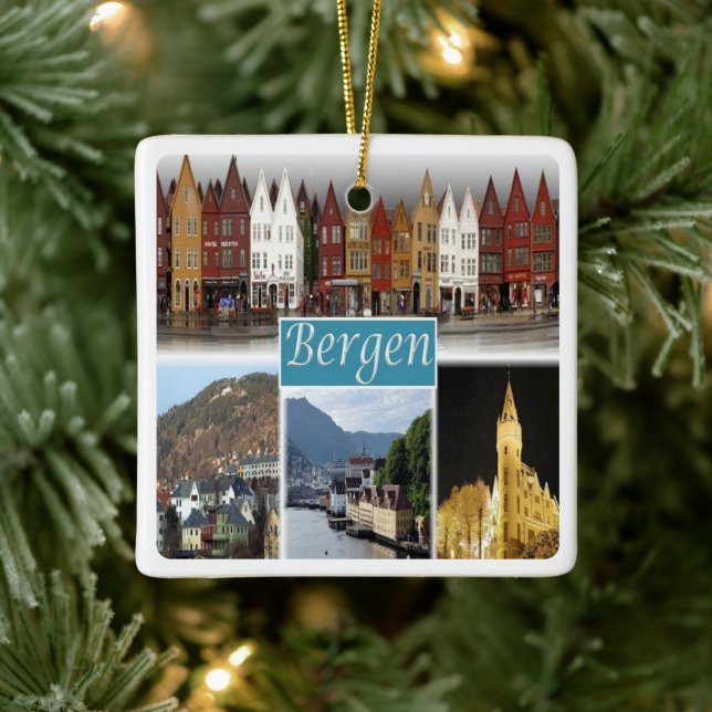 Adorno De Cerámica zNO009 BERGEN, Noruega, Europa, (Árbol)