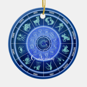Adorno De Cerámica Zodiac Sun Rótulo Astrología Calendario Thunder_Co