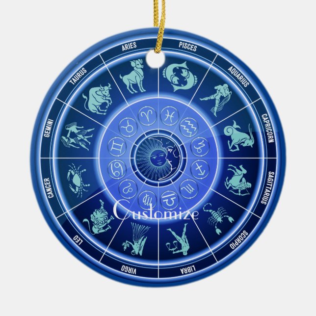 Adorno De Cerámica Zodiac Sun Rótulo Astrología Calendario Thunder_Co (Frente)