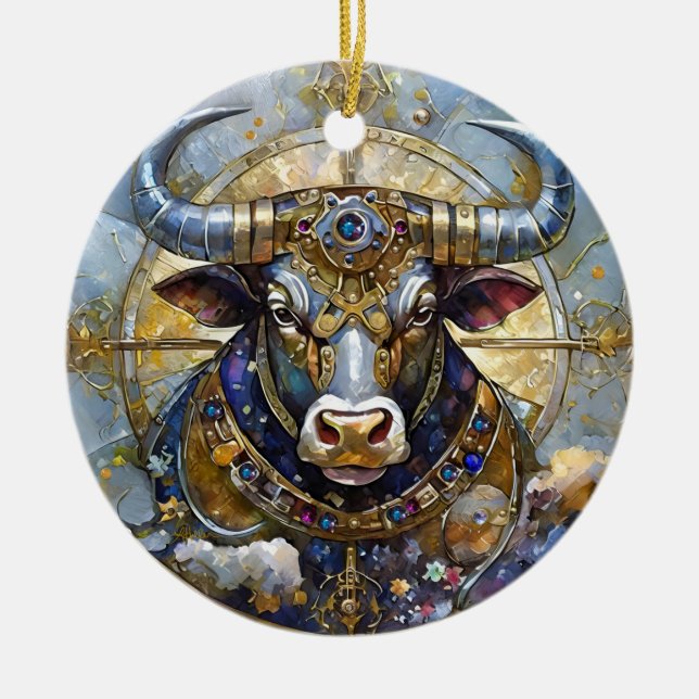 Adorno De Cerámica Zodiaco - Taurus El Toro (Frente)