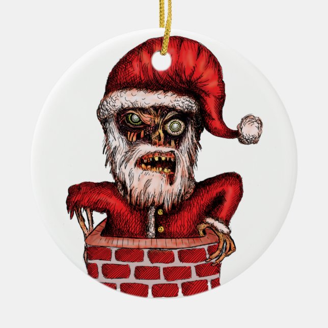 Adorno De Cerámica Zombi Santa (Frente)
