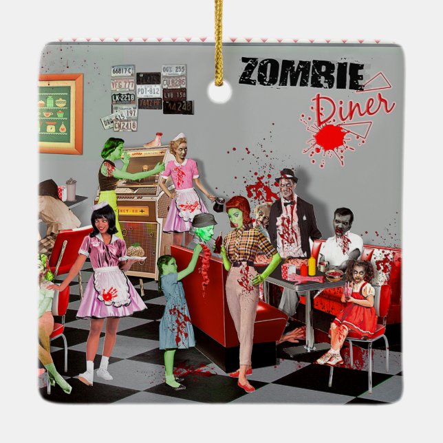 Adorno De Cerámica Zombie Diner (Reverso)