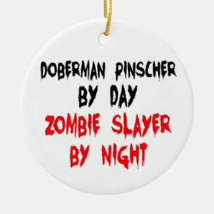 Adorno De Cerámica Zombie Slayer Doberman Pinscher