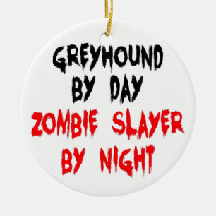 Adorno De Cerámica Zombie Slayer Greyhound Dog