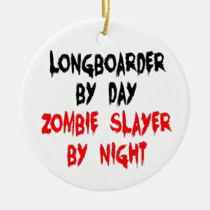 Adorno De Cerámica Zombie Slayer Longboarder