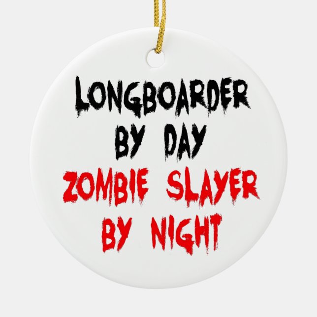 Adorno De Cerámica Zombie Slayer Longboarder (Frente)