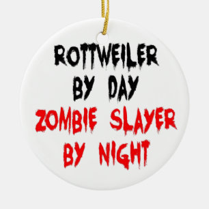 Adorno De Cerámica Zombie Slayer Rottweiler Dog