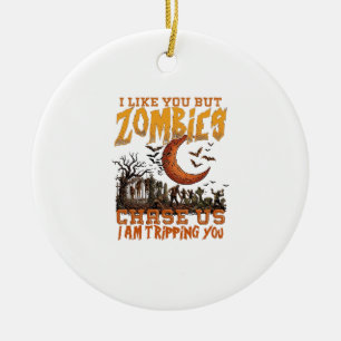 Adorno De Cerámica Zombies nos persiguen Halloween Cementerio Luna Cr