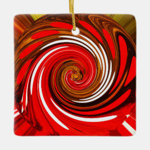 Adorno De Cerámica Zorro de Navidad Rojo