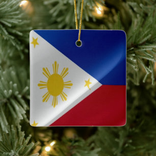 Adorno De Cerámica zPH002 ondeando la FLAG filipina Filipinas,