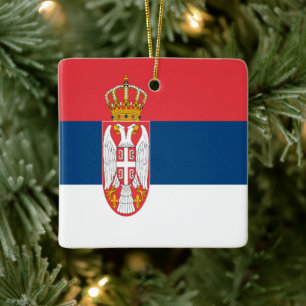 Adorno De Cerámica zRS001 BANDERA SERBIA, Europa,