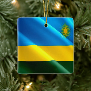 Adorno De Cerámica zRW002 RWANDA, Bandera ondulante, África,