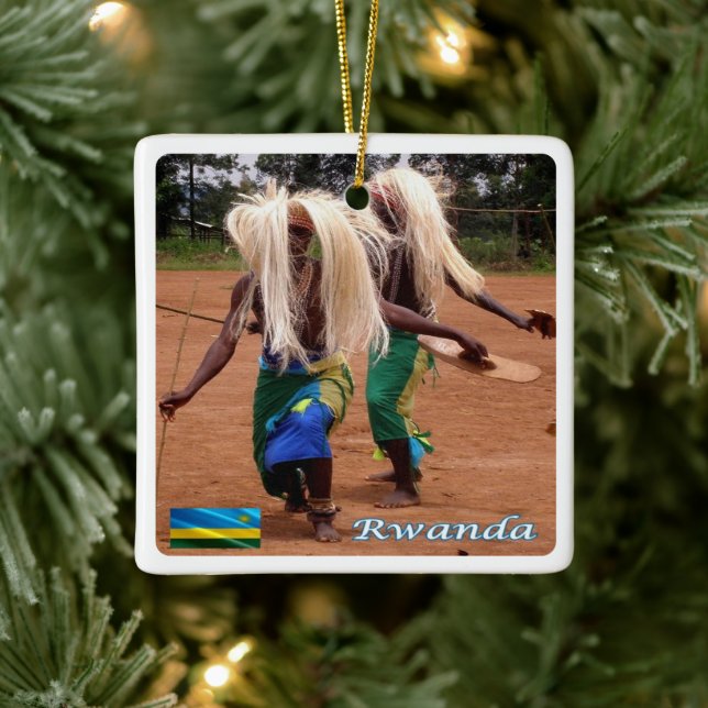 Adorno De Cerámica zRW010 RWANDA, bailarinas tradicionales rwandesas, (Árbol)