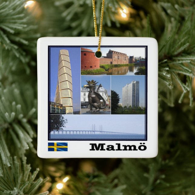 Adorno De Cerámica zSE011 MALMÖ, Suecia, Europa, (Árbol)